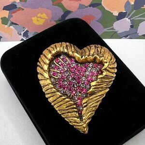 Unbranded Brutalist Heart Pave Brooch